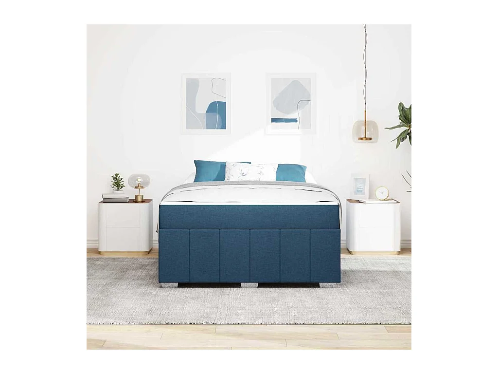 Bedframe met matras Blauw 140 x 200 cm Stof