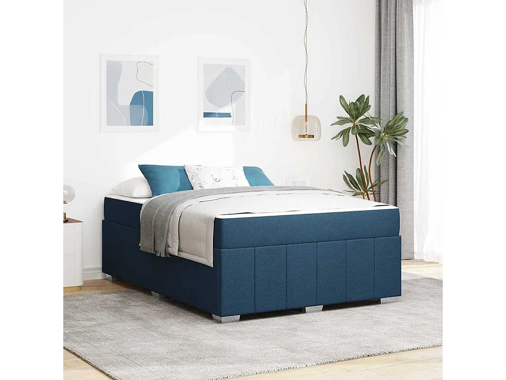 Bedframe met matras Blauw 140 x 200 cm Stof