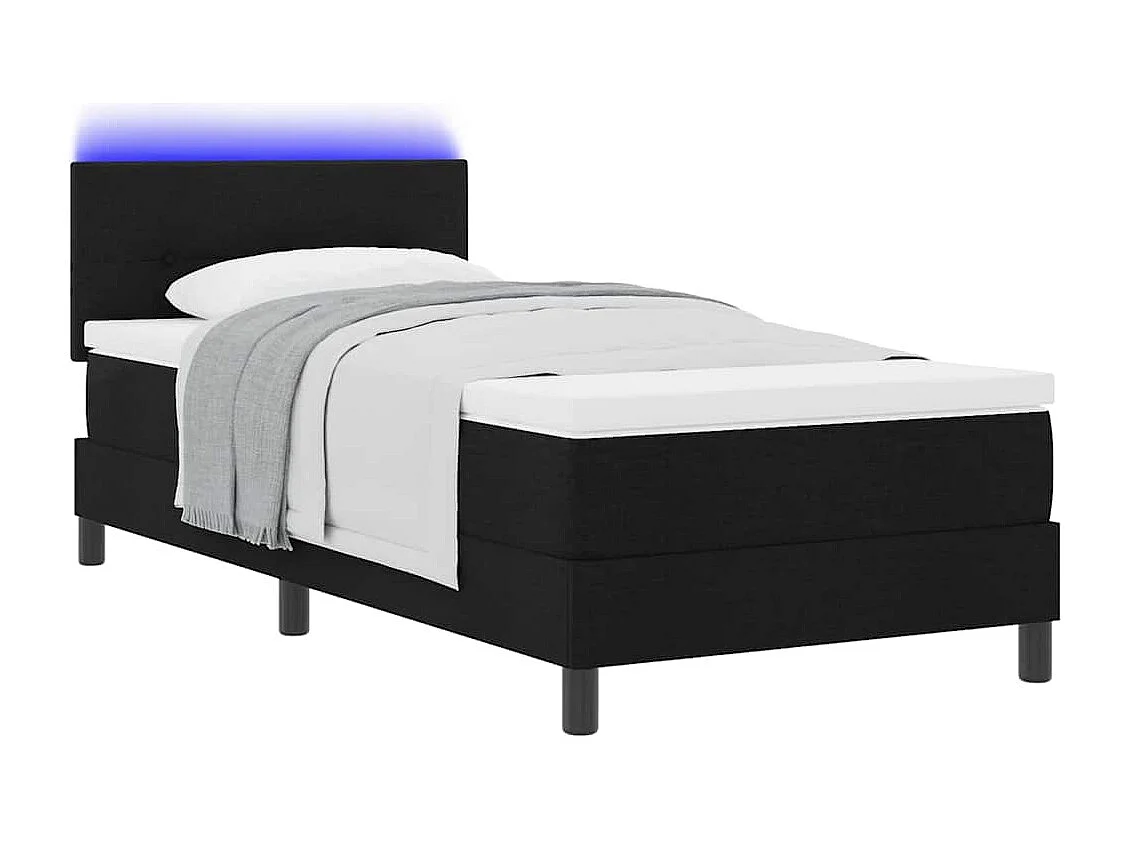 Cadre de lit avec matelas Noir 90 x 200 cm tissu