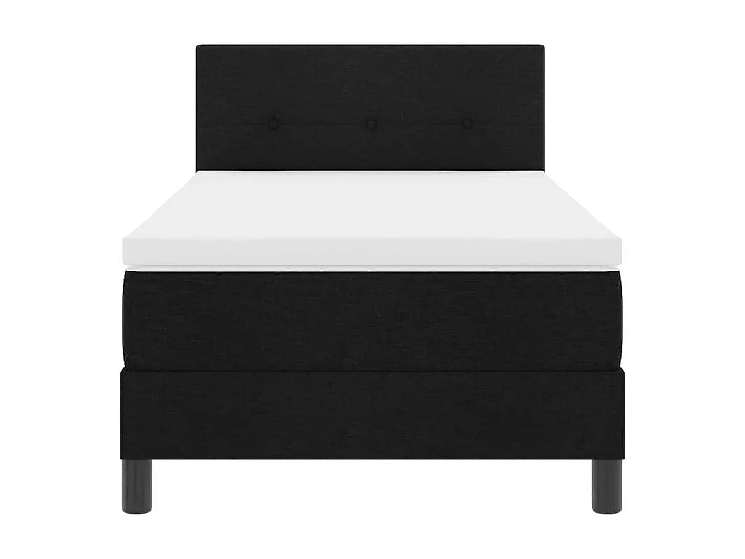 Cadre de lit avec matelas Noir 90 x 200 cm tissu