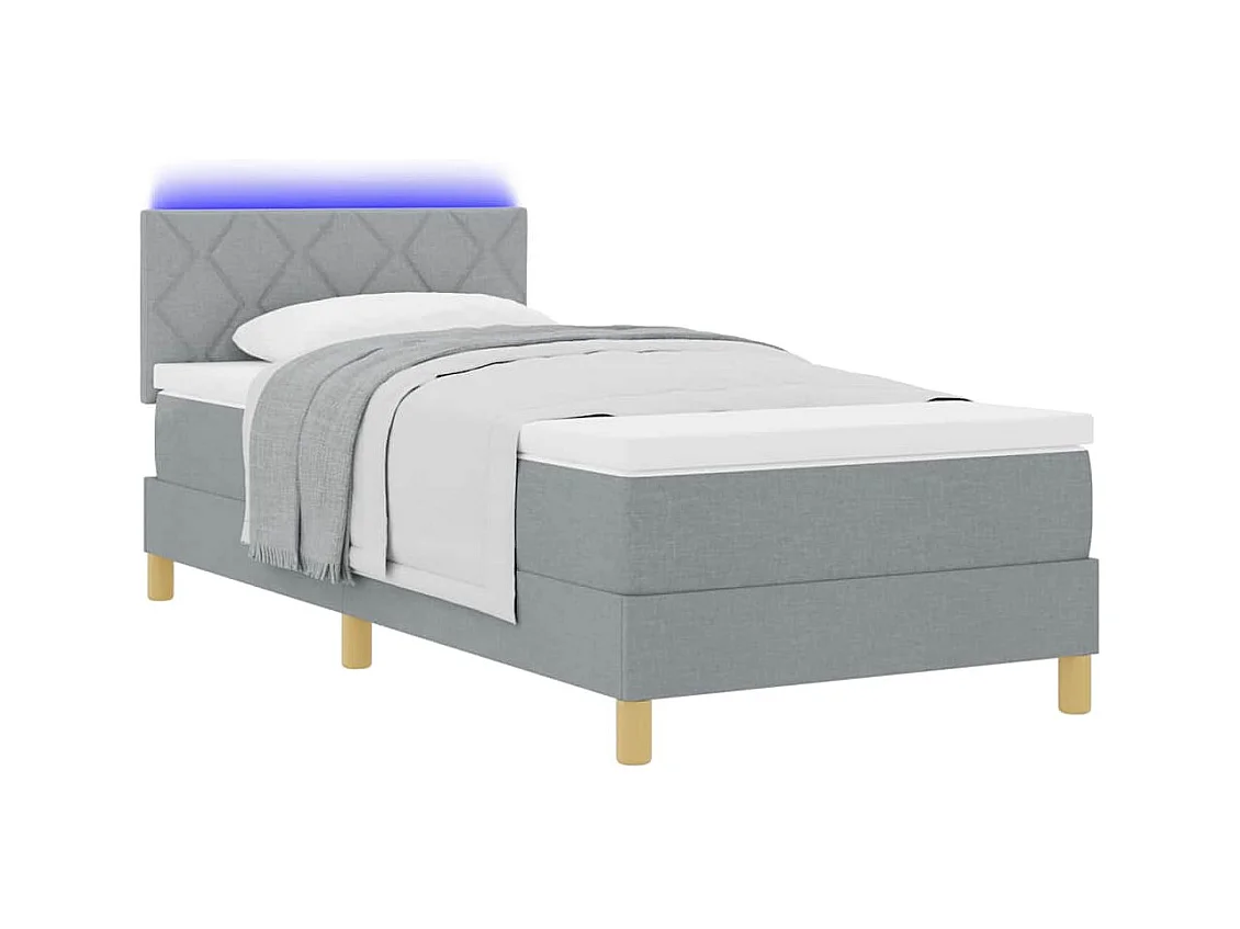 Cadre de lit avec matelas Gris clair 90 x 190 cm tissu