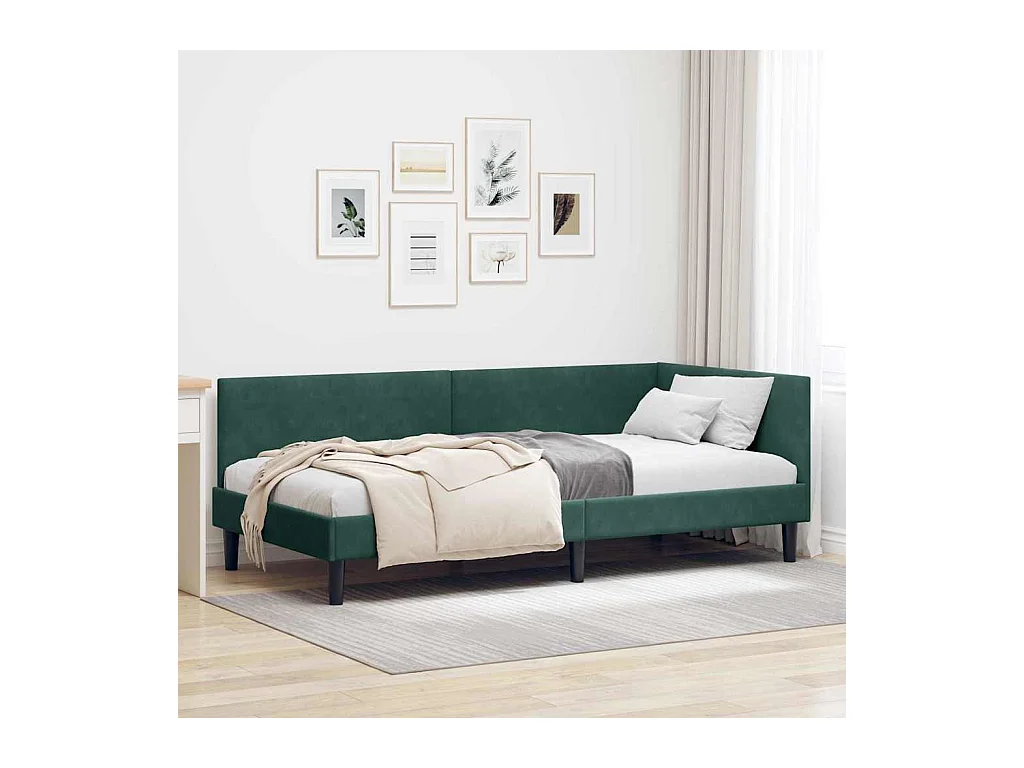 Hoekbedframe Anders met hoofdeinde Donkergroen 100 x 200 cm
