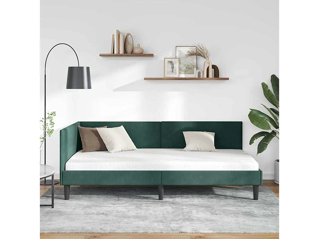 Cadre de lit d'angle Autre Vert foncé 100 x 200 cm