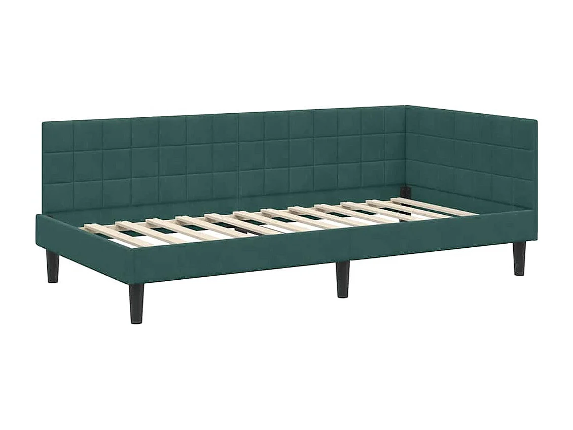 Cadre de lit d'angle Vert foncé 90 x 200 cm Velours