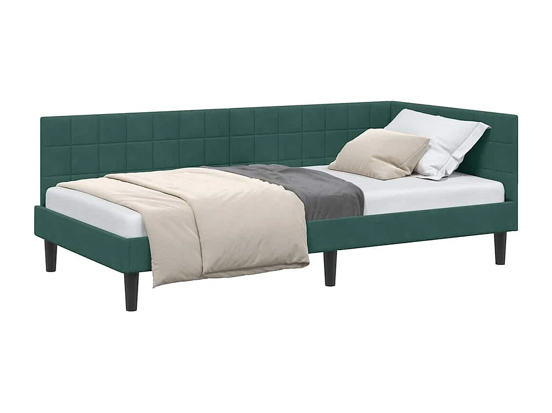 Cadre de lit d'angle Vert foncé 90 x 200 cm Velours