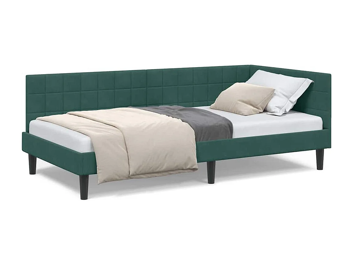 Cadre de lit d'angle Vert foncé 90 x 200 cm Velours