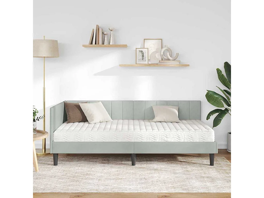 Cadre de lit d'angle Gris clair 100 x 200 cm Velours