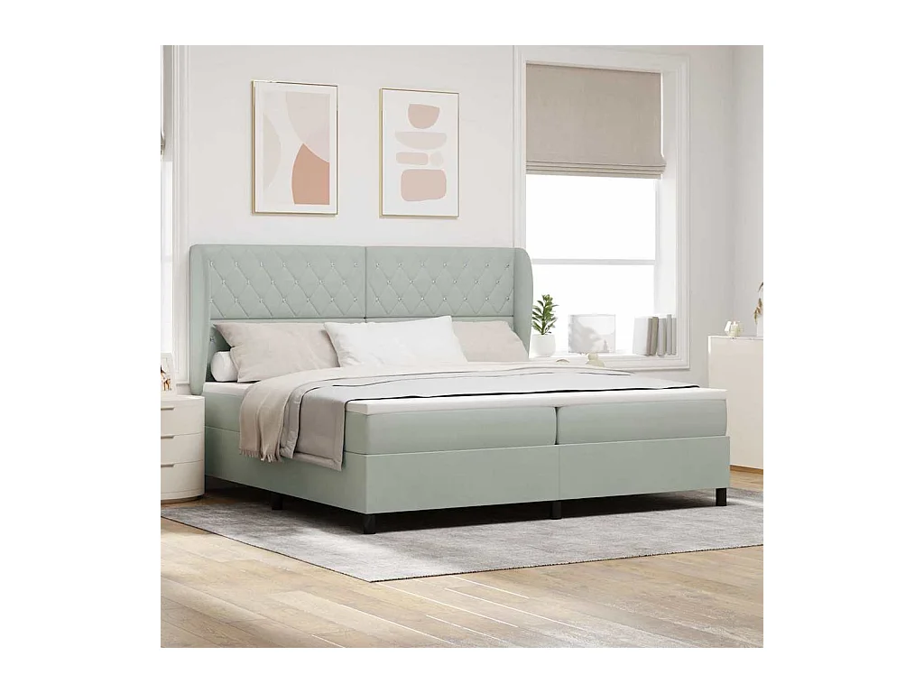 Cadre de lit avec matelas Gris clair 200 x 200 cm Velours