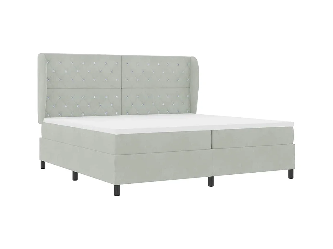 Cadre de lit avec matelas Gris clair 200 x 200 cm Velours