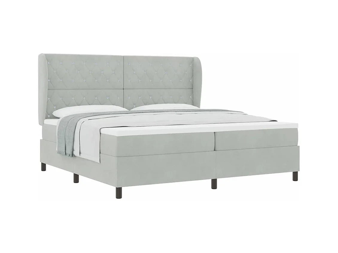 Cadre de lit avec matelas Gris clair 200 x 200 cm Velours