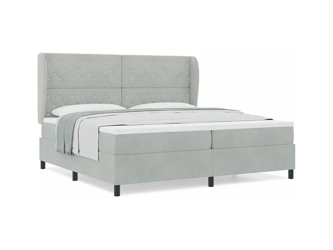 Cadre de lit avec matelas Gris clair 200 x 200 cm Velours
