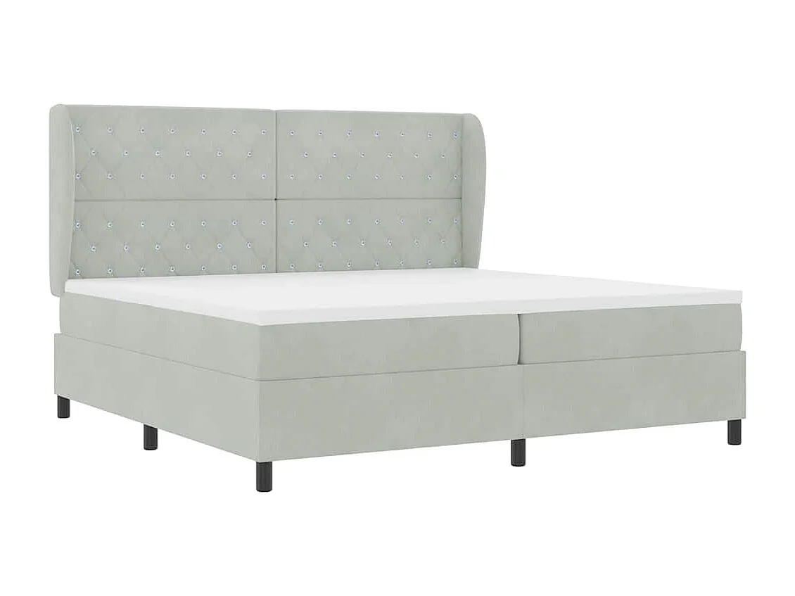 Cadre de lit avec matelas Gris clair 200 x 200 cm Velours
