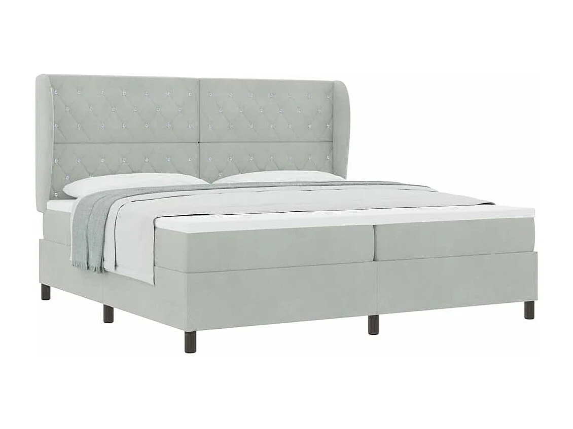 Cadre de lit avec matelas Gris clair 200 x 200 cm Velours
