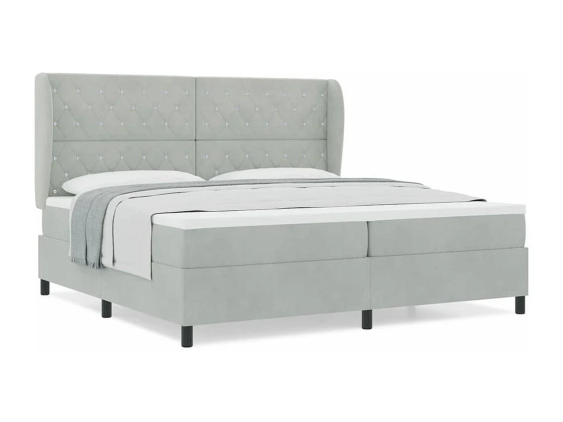 Cadre de lit avec matelas Gris clair 200 x 200 cm Velours