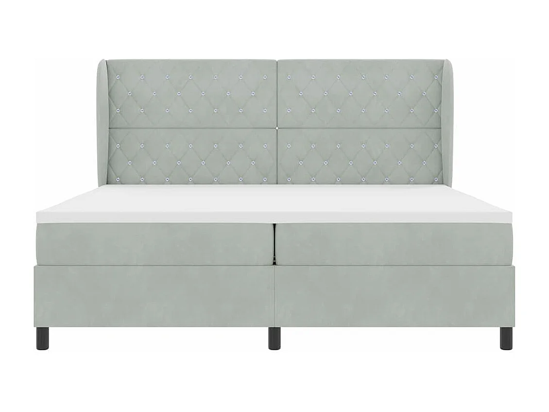 Cadre de lit avec matelas Gris clair 200 x 200 cm Velours