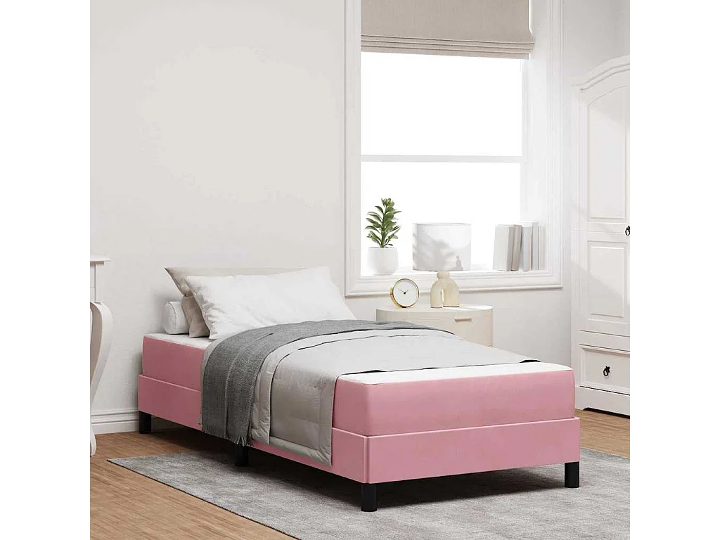 Boxspringbed met matras met matras Roze 100 x 220 cm Fluweel