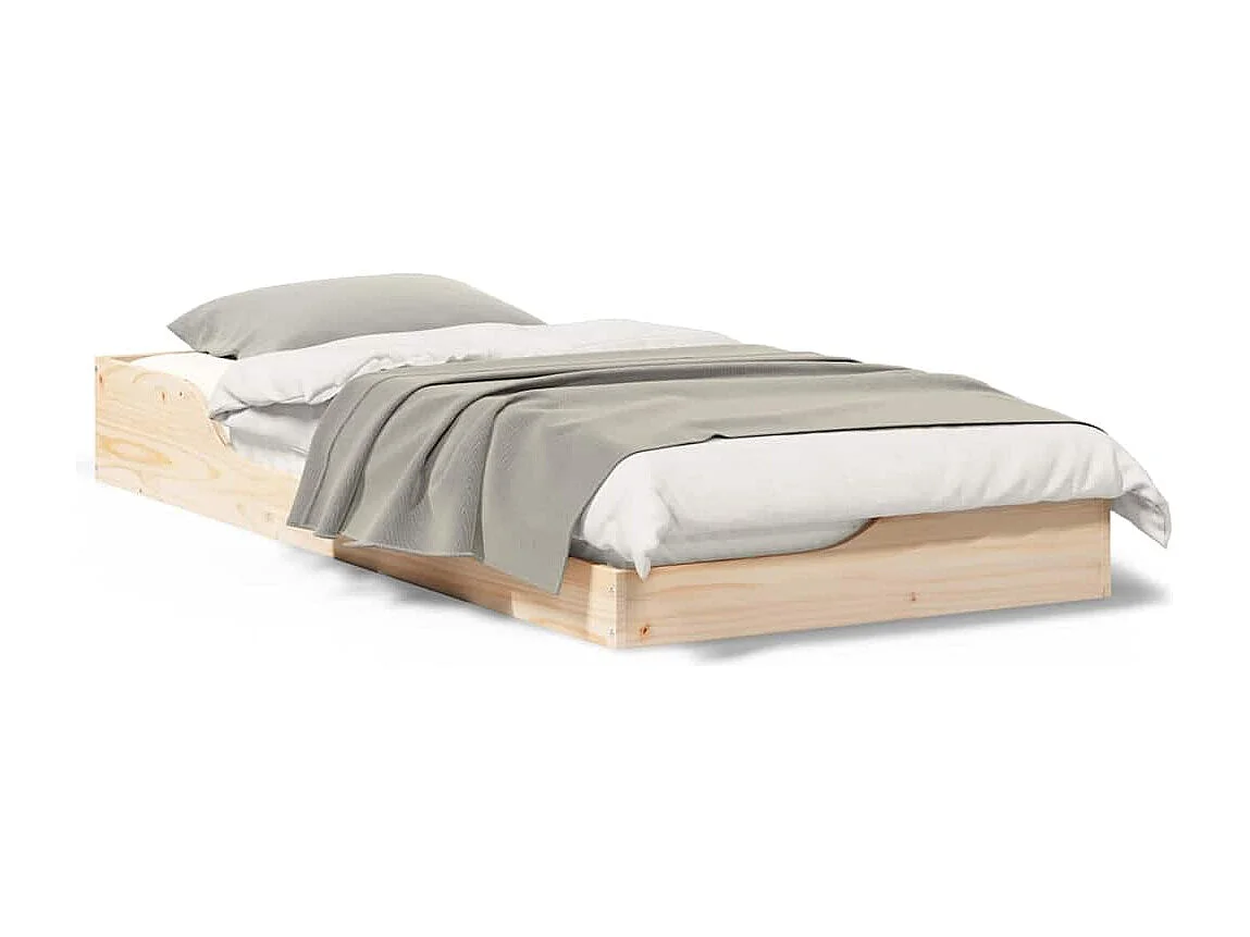 Cadre de lit surélevé Marron 90 x 200 cm Bois massif en pin