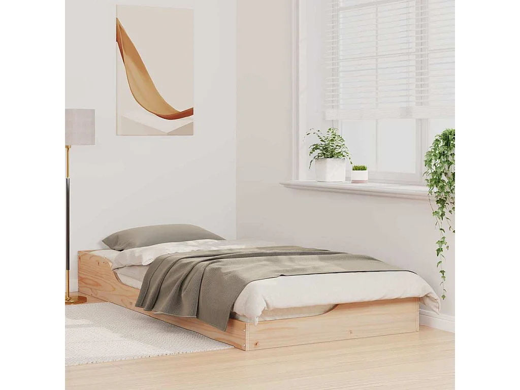 Cadre de lit surélevé Marron 90 x 200 cm Bois massif en pin