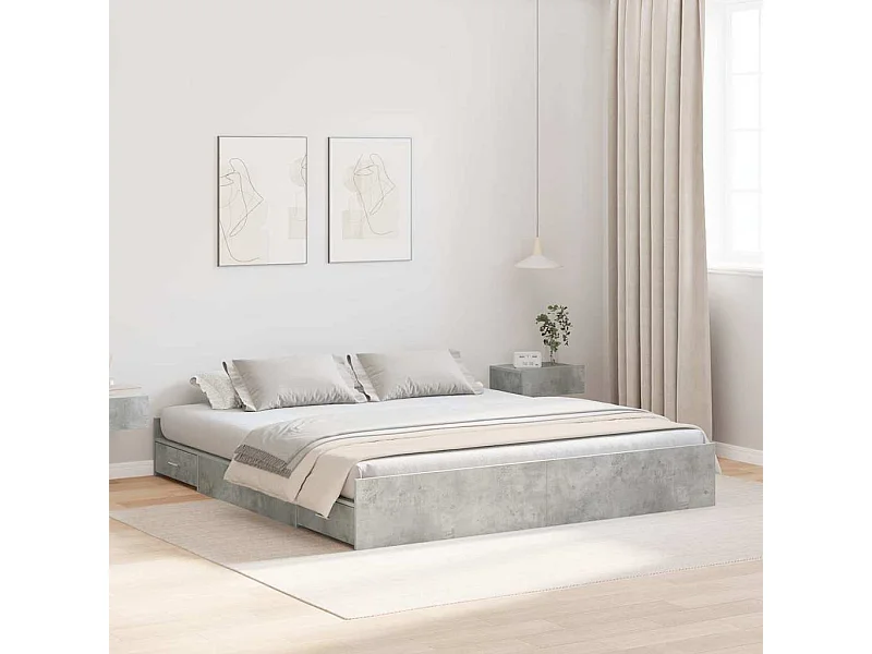 Estrado de cama com arrumação Cinzento cimento 180 x 200 cm