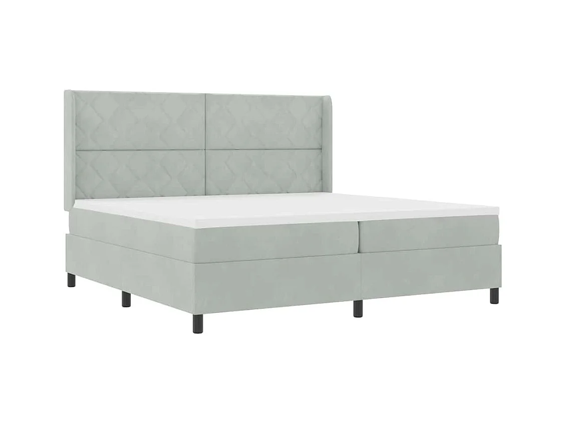 Cadre de lit avec Matelas LED Gris clair 200 x 200 cm Velours