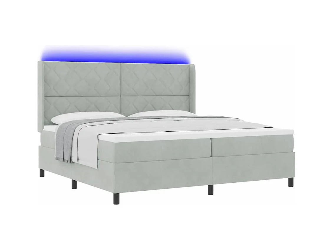 Cadre de lit avec Matelas LED Gris clair 200 x 200 cm Velours