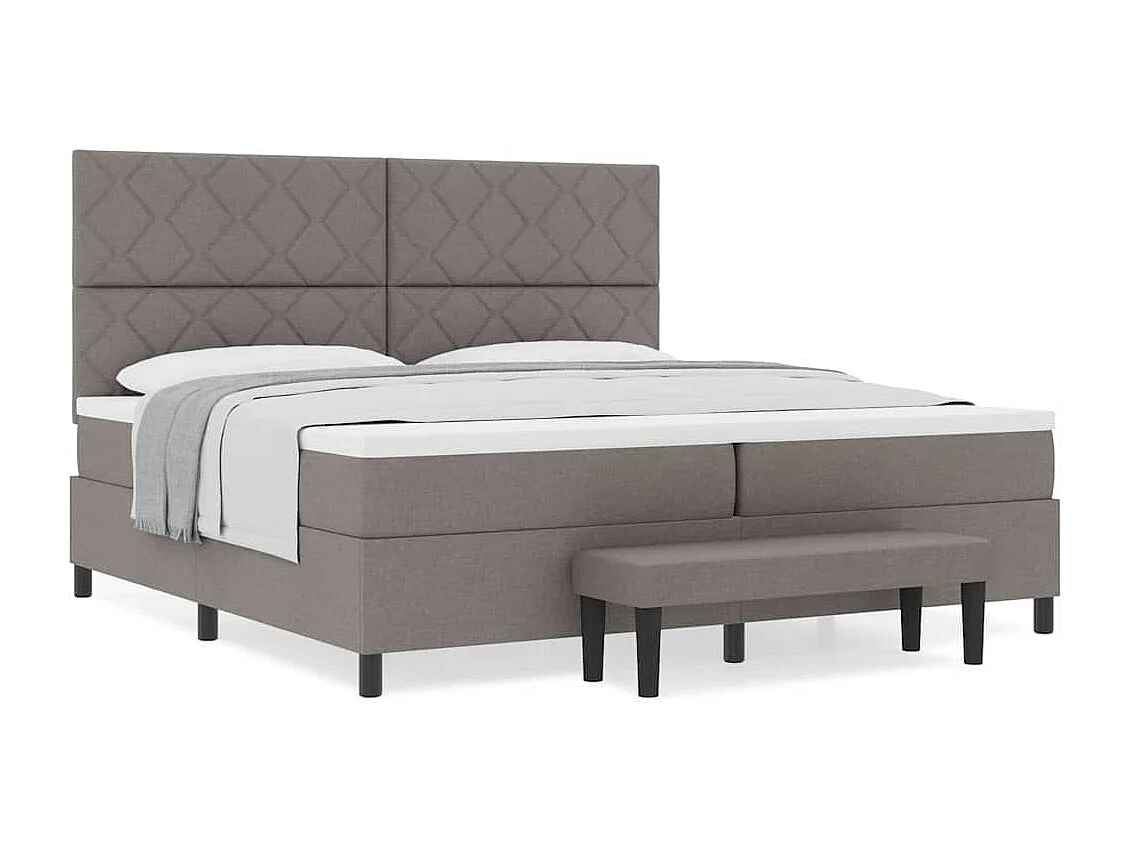 Cadre de lit avec matelas Taupe 200 x 200 cm tissu