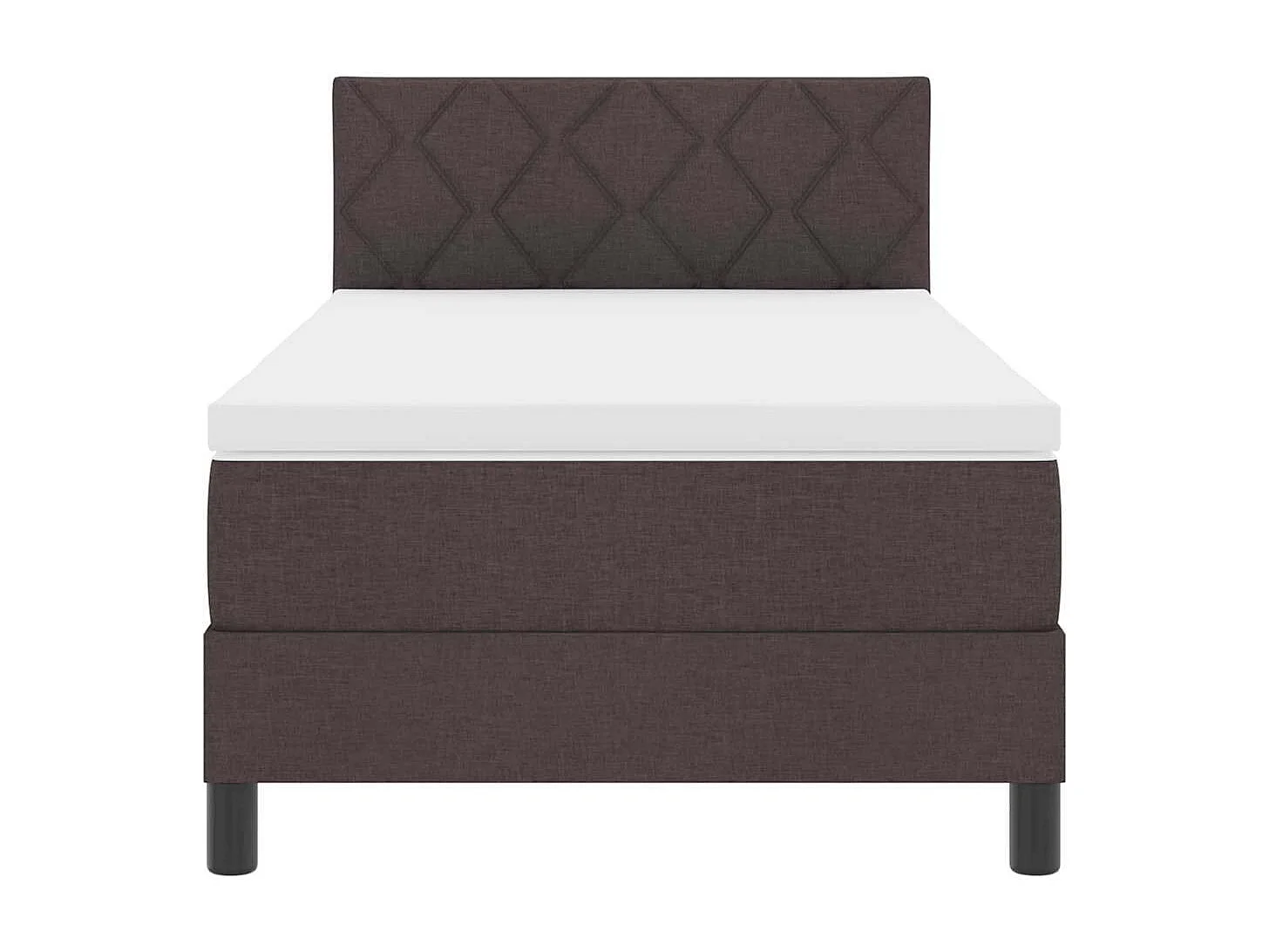 Cadre de lit avec matelas Marron foncé 90 x 190 cm tissu