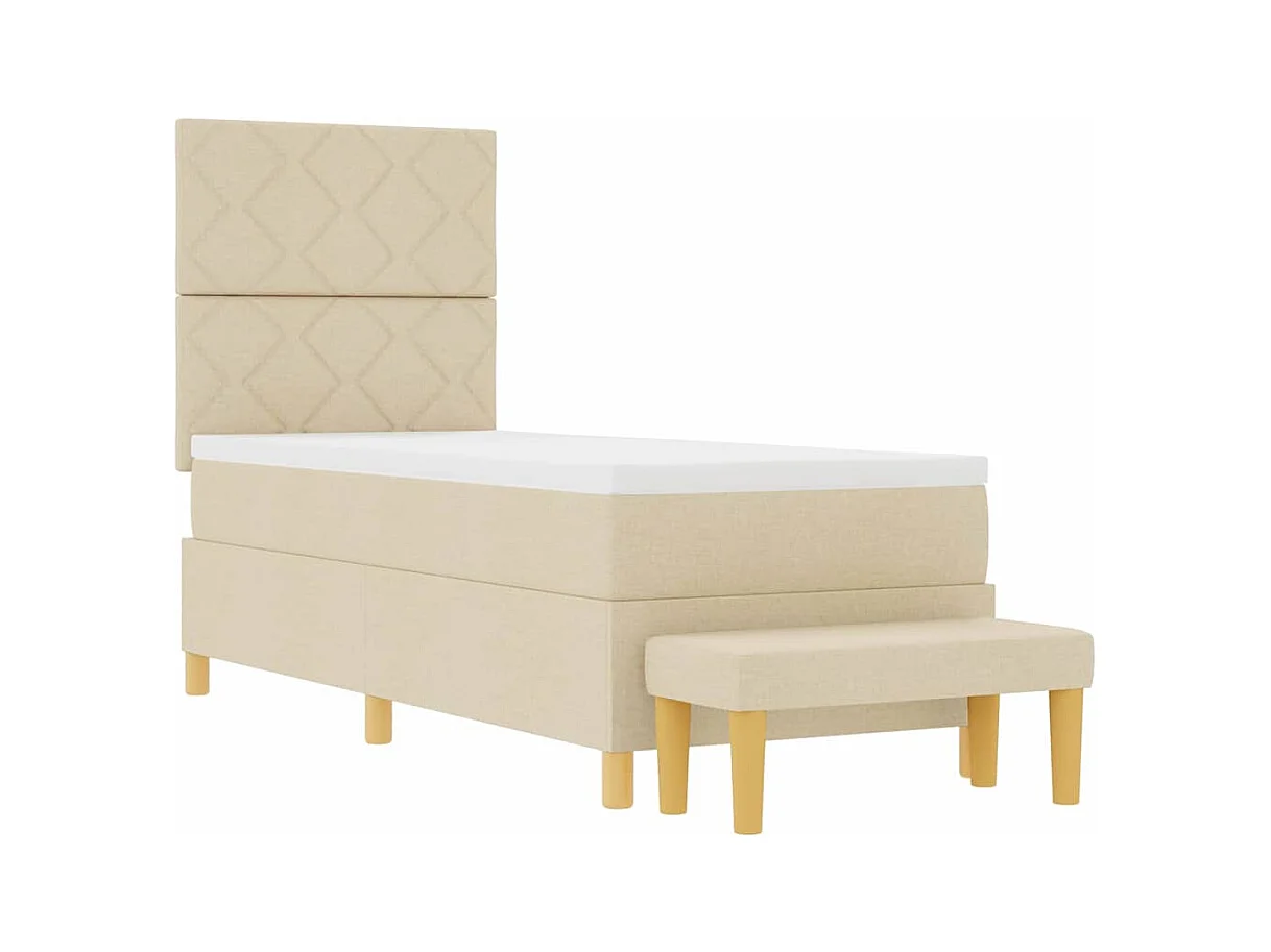 Cama tipo Box Spring con colchón Crema 80 x 200 cm tela