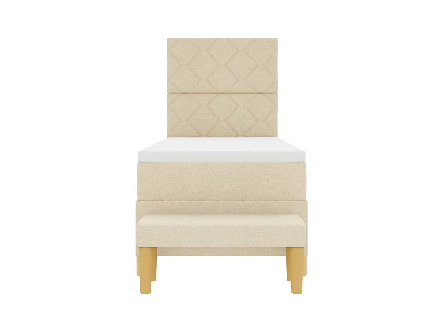 Cama tipo Box Spring con colchón Crema 80 x 200 cm tela