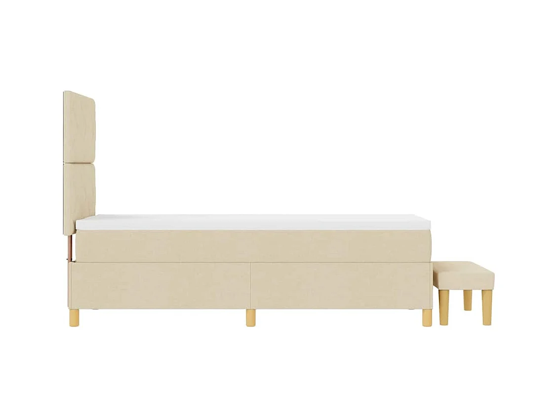 Cama tipo Box Spring con colchón Crema 80 x 200 cm tela