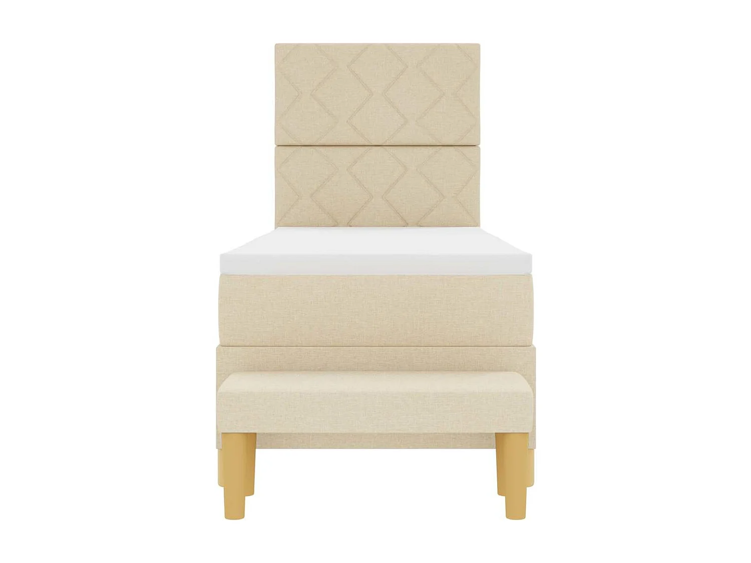 Cama tipo Box Spring con colchón Crema 80 x 200 cm tela