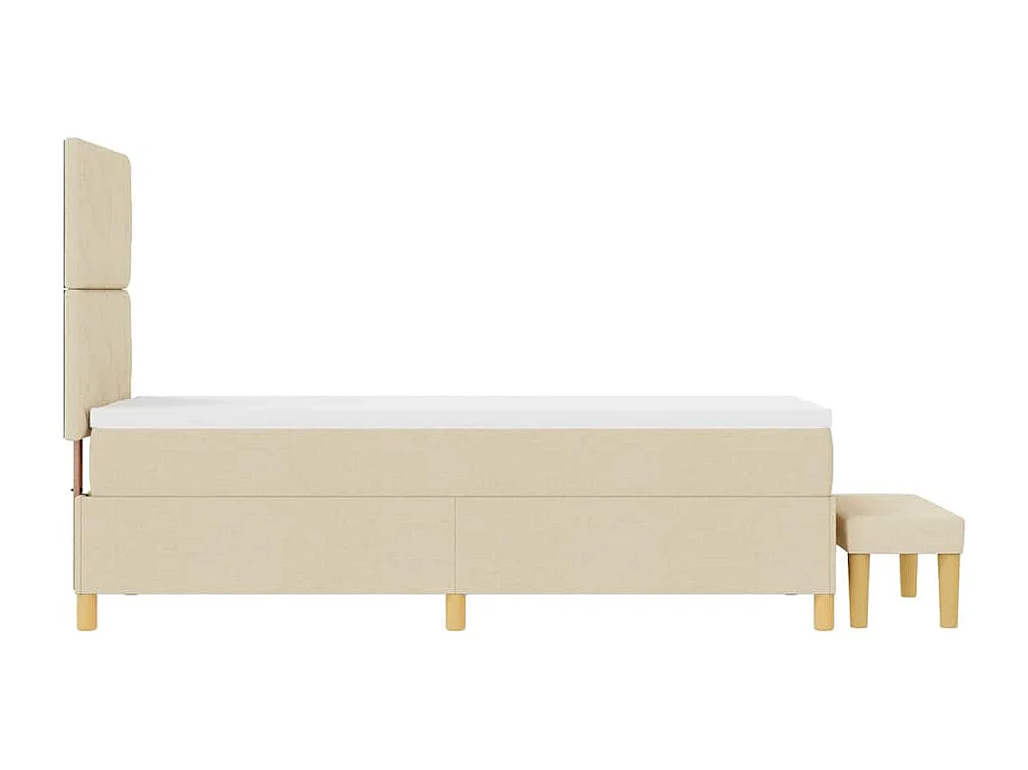 Cama tipo Box Spring con colchón Crema 80 x 200 cm tela
