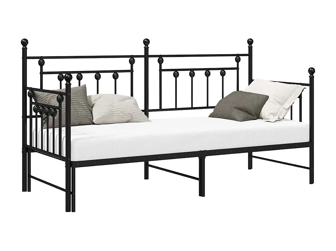 Bedframe voor een daybed met hoofdeinde Zwart 75 x 190 cm Staal