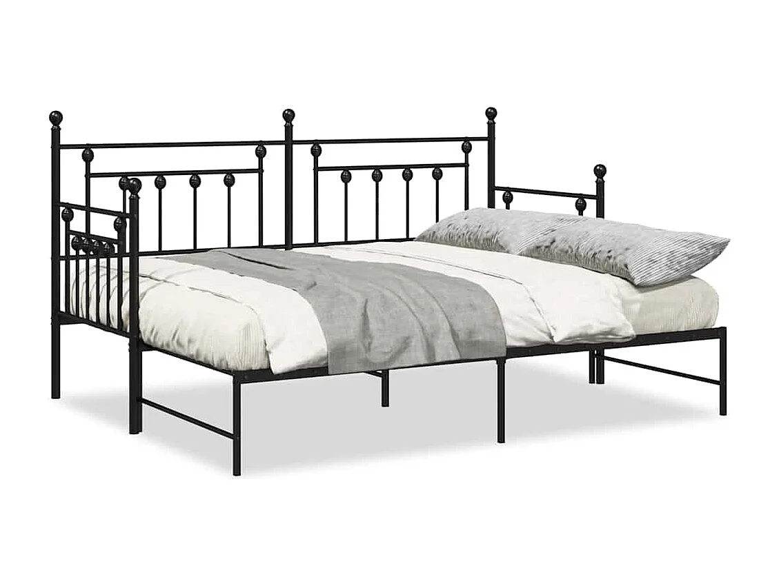 Bedframe voor een daybed met hoofdeinde Zwart 75 x 190 cm Staal