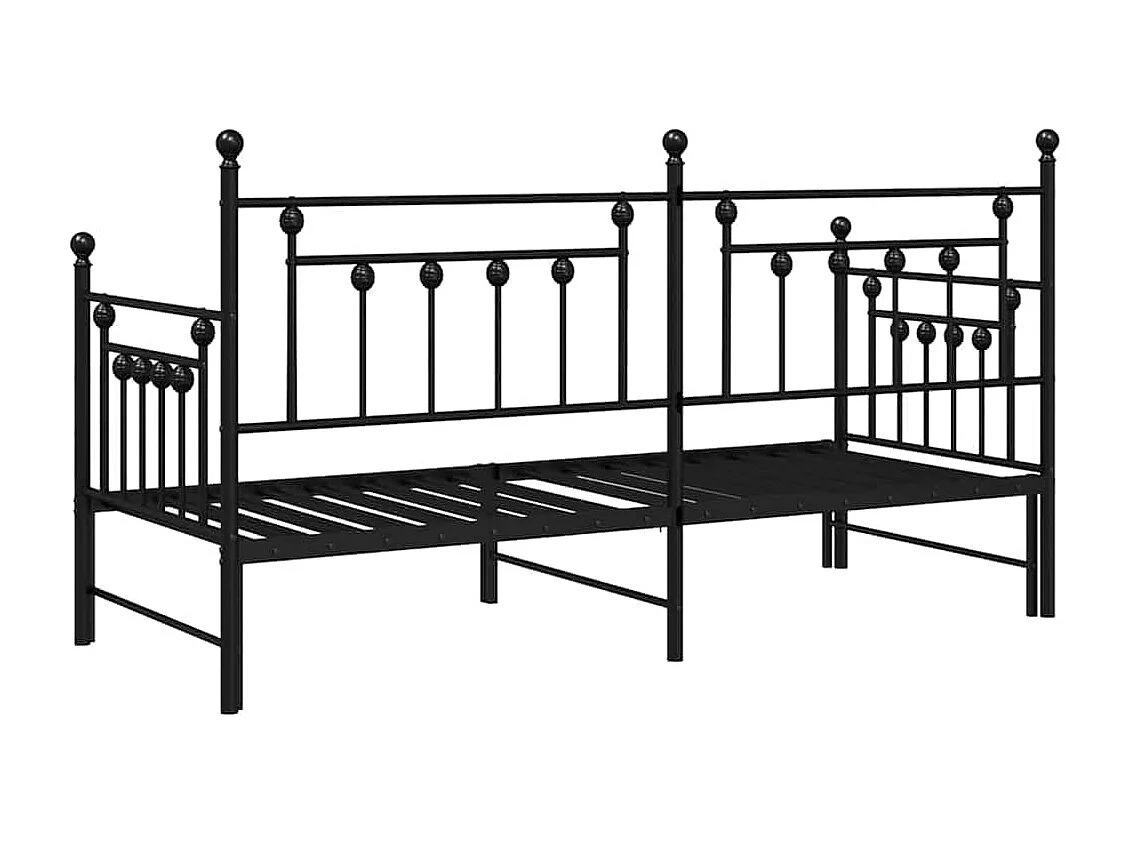 Bedframe voor een daybed met hoofdeinde Zwart 75 x 190 cm Staal