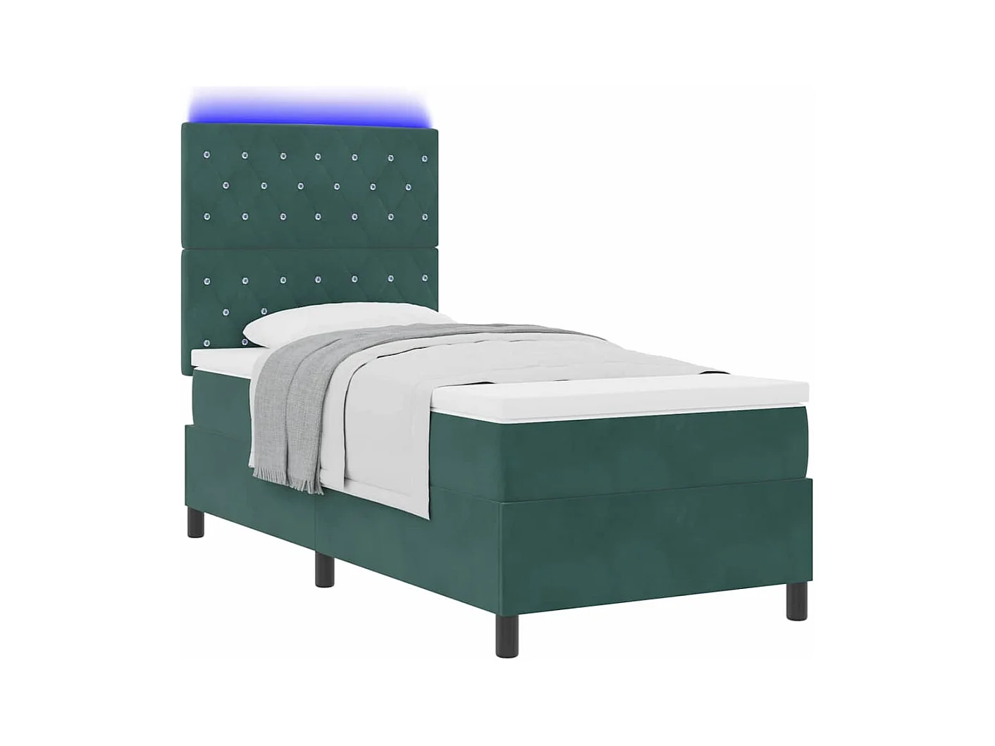 Cadre de lit avec matelas Vert foncé 100 x 200 cm Velours