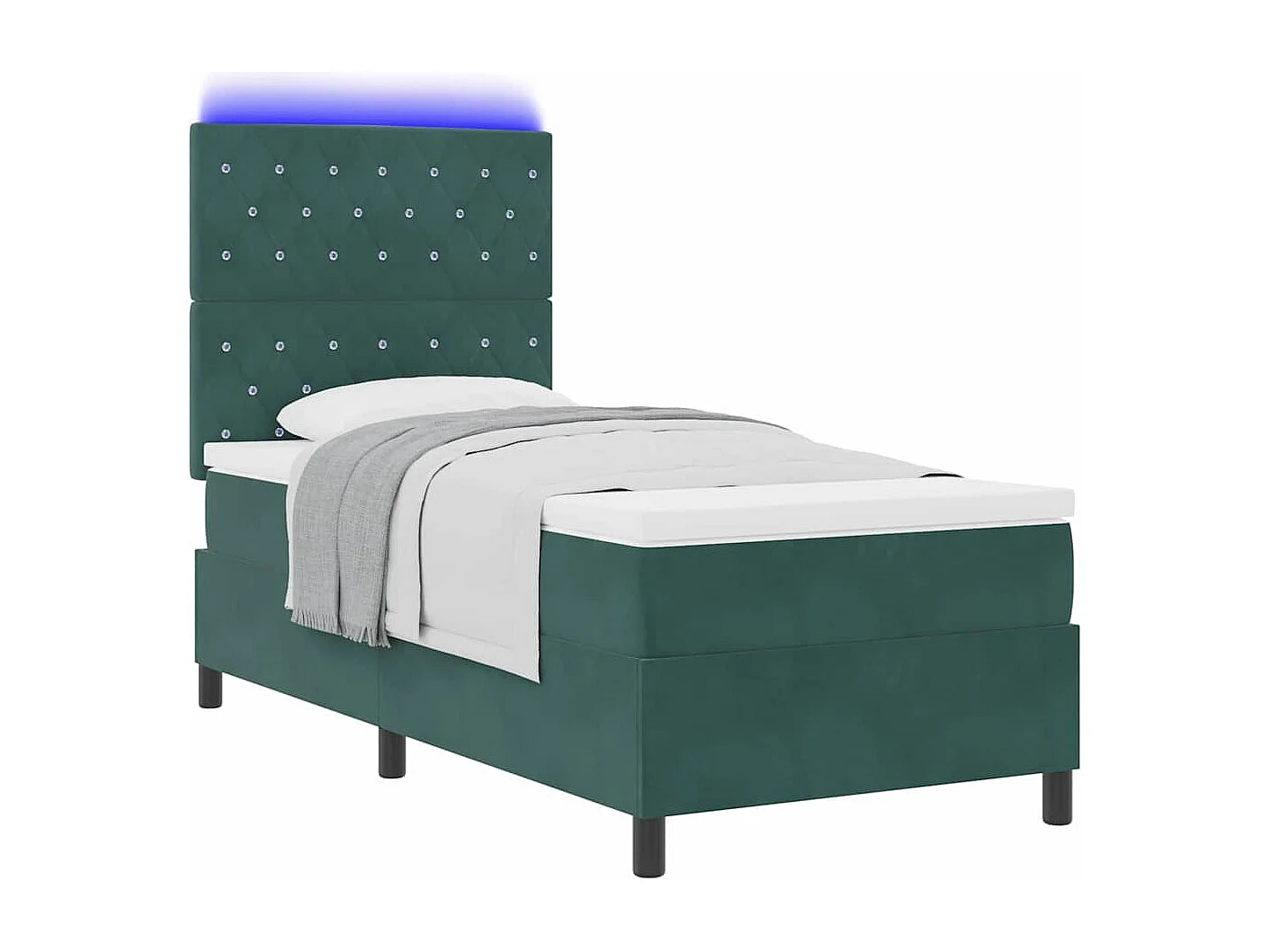 Cama tipo Box Spring Verde oscuro 100 x 200 cm Terciopelo