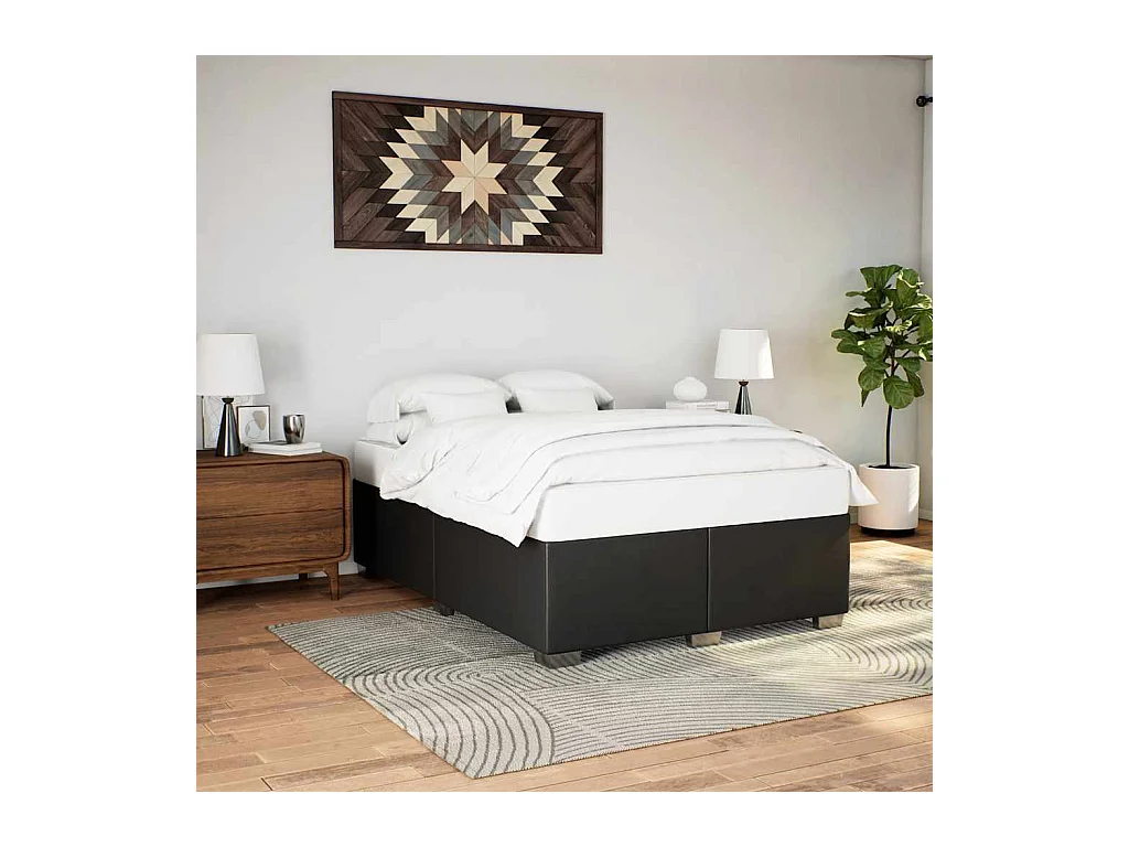 Cadre de lit sans matelas noir similicuir