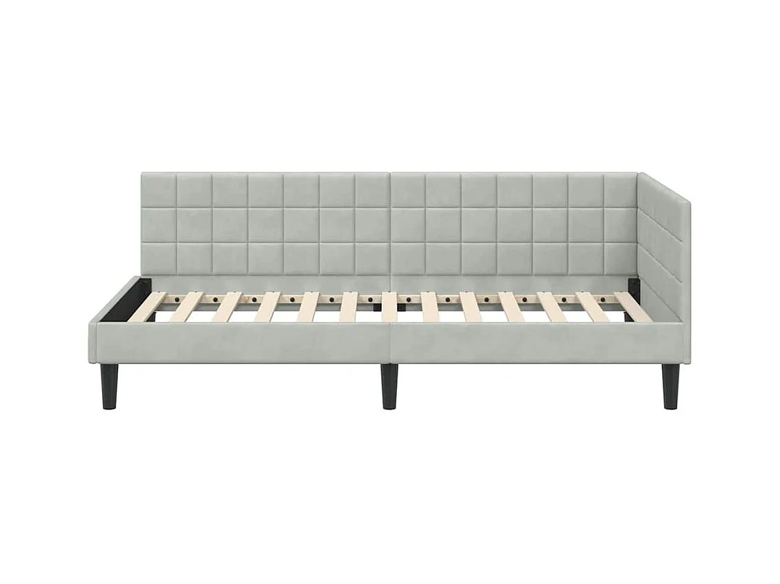 Cadre de lit d'angle Gris clair 90 x 200 cm Velours