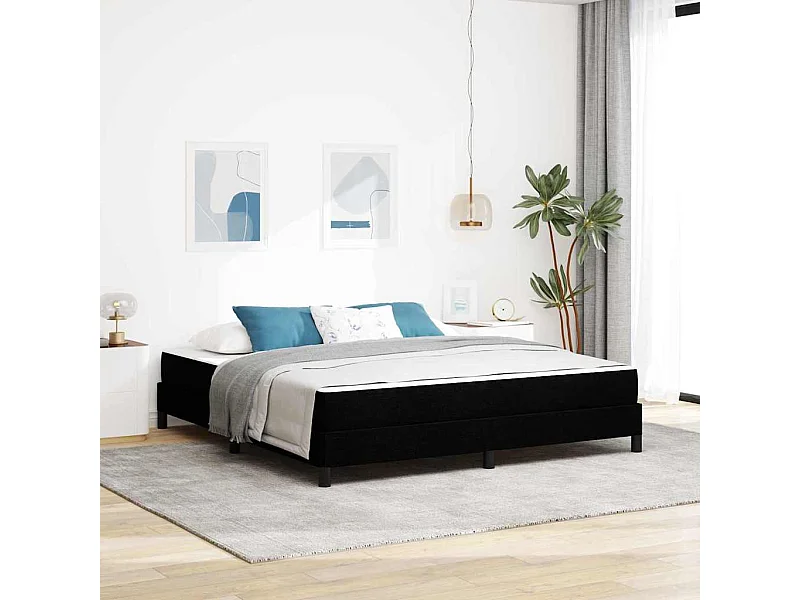 Cama tipo Box Spring con colchón Negro 180 x 200 cm tela
