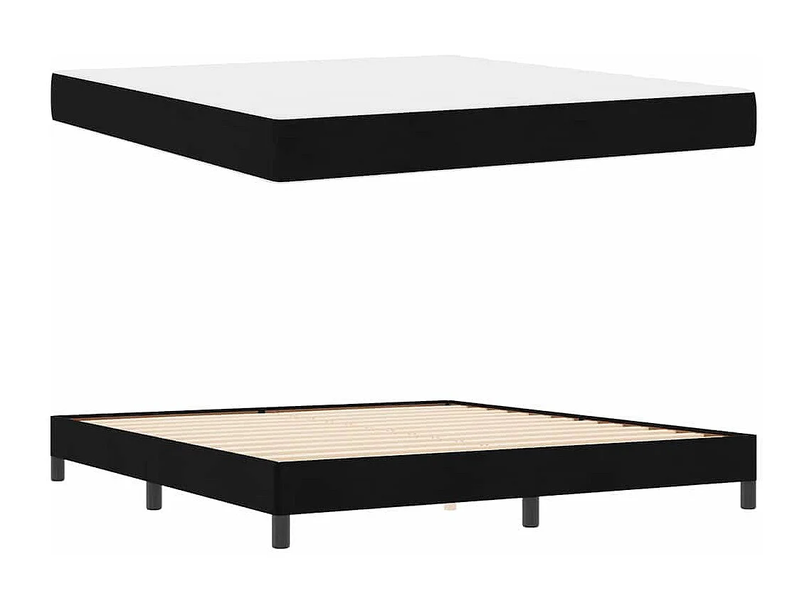 Cadre de lit avec matelas Noir 180 x 200 cm tissu