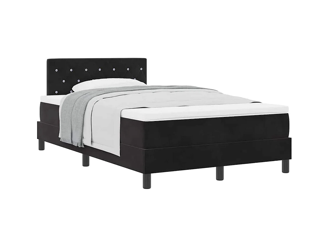 Cadre de lit avec matelas Noir 120 x 200 cm tissu