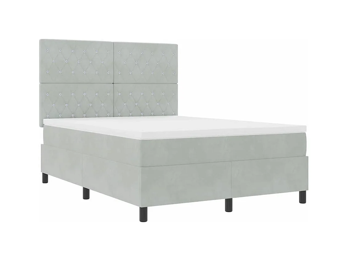Cadre de lit avec matelas Gris clair 160 x 200 cm Velours