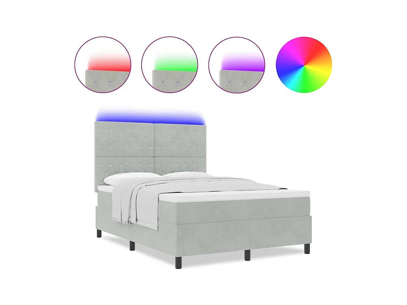 Cadre de lit avec matelas Gris clair 160 x 200 cm Velours