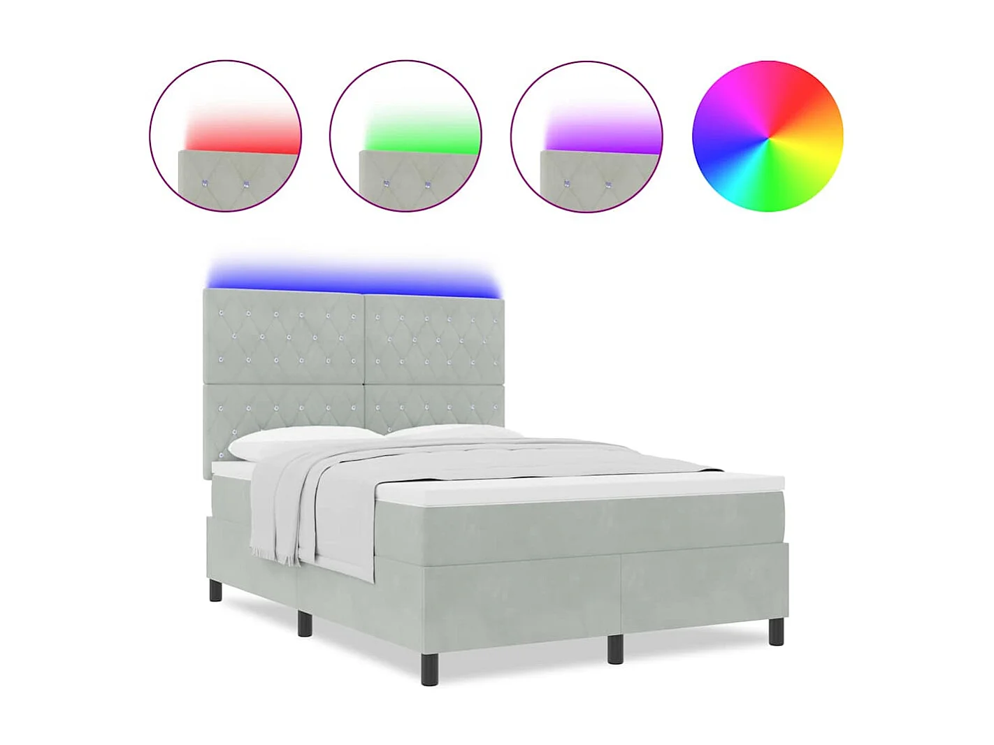 Cadre de lit avec matelas Gris clair 160 x 200 cm Velours