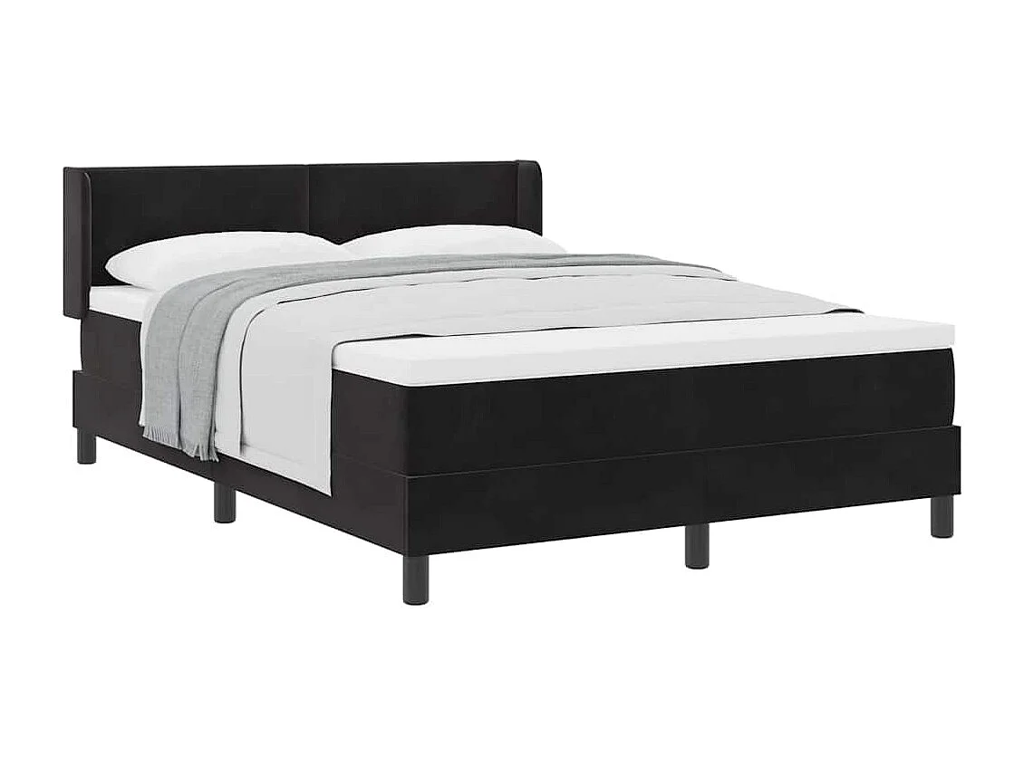 Cadre de lit avec matelas noir 100x200 cm en velours Noir