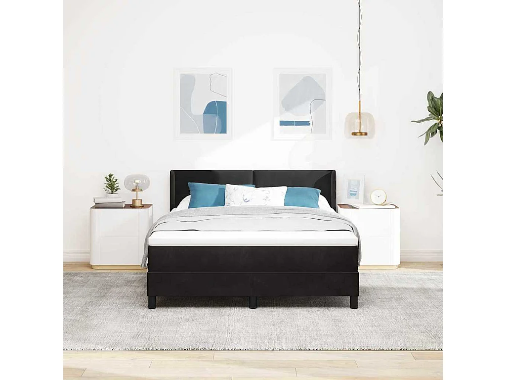 Cadre de lit avec matelas noir 100x200 cm en velours Noir