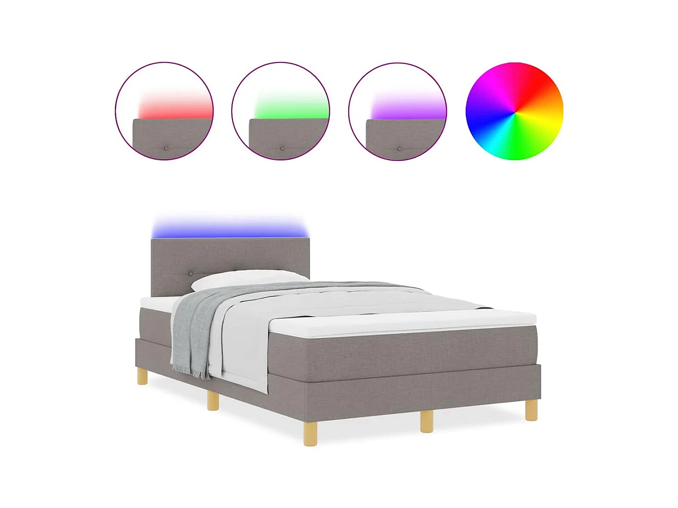 Cadre de lit avec matelas Taupe 120 x 200 cm tissu