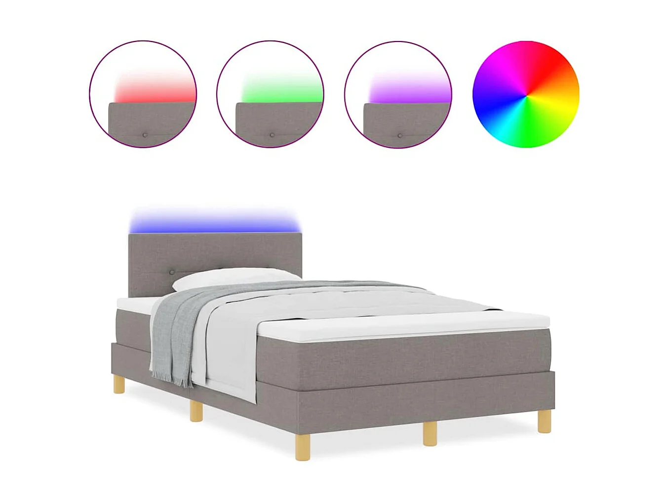 Cama Box com colchão Cinzento-acastanhado 120 x 200 cm tecido