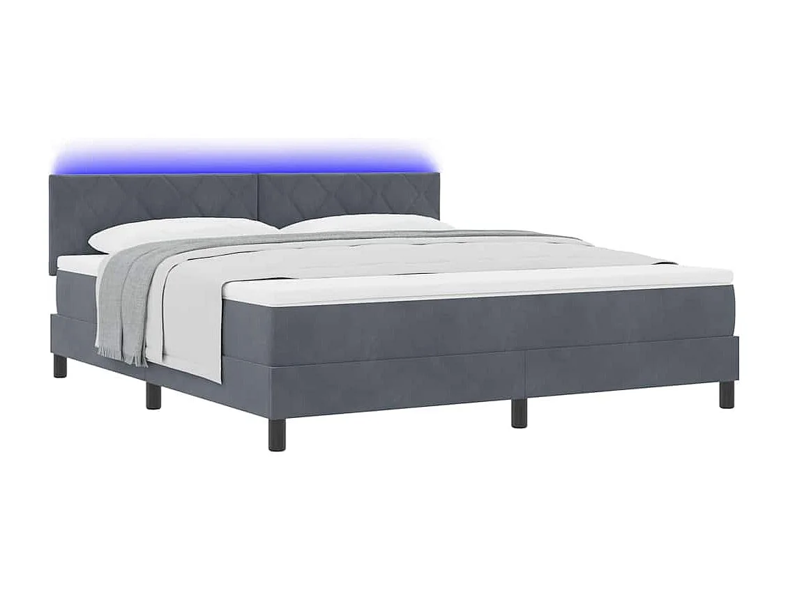Cadre de lit avec matelas Gris foncé 180 x 200 cm Velours